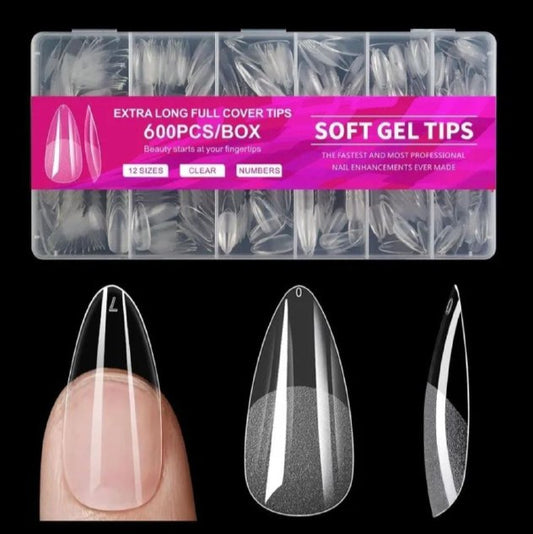 Tips Soft Gel Almendras x 600U