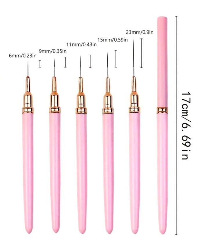 Pack Pinceles Liner x5 Rosa