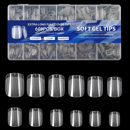 Tips Soft gel Cuadrados Cortos 600 Unidades
