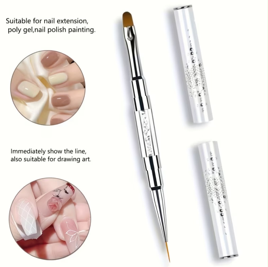 Pincel Doble de Gel y Liner con Tapa
