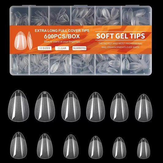 Tips Soft gel Almendras Cortos 600 Unidades