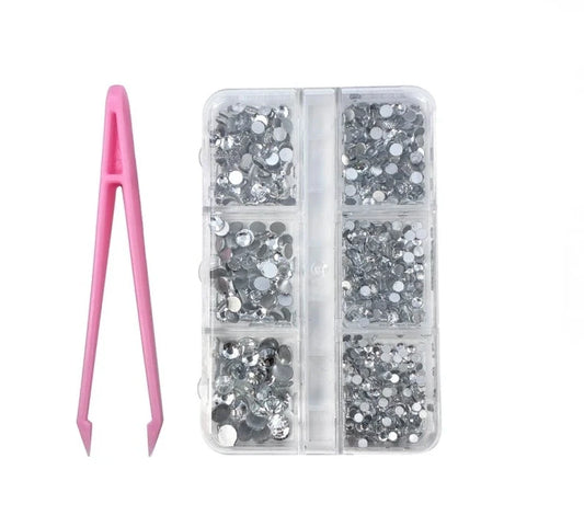 Crystal Strass Diamond Cherimoya Plateados con Pinza
