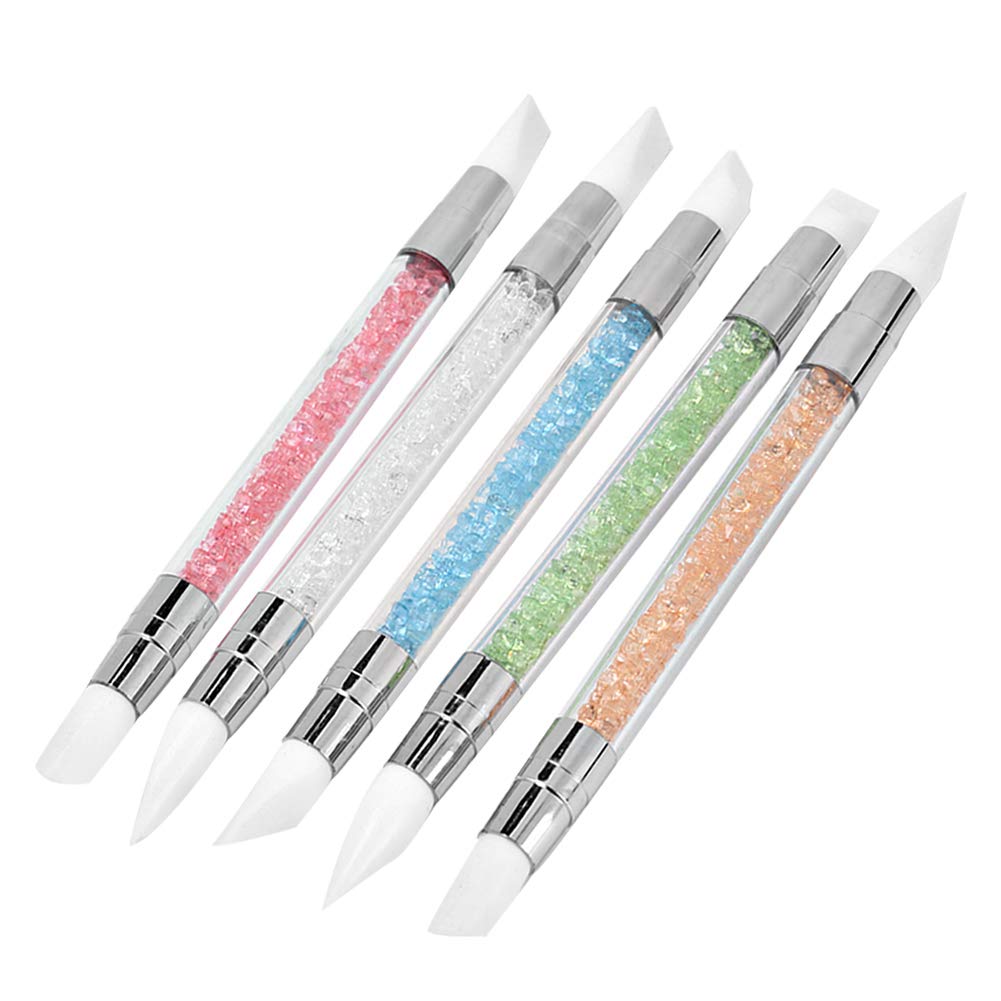 Kit de 5 Pinceles de Silicona Dobles con Glitter